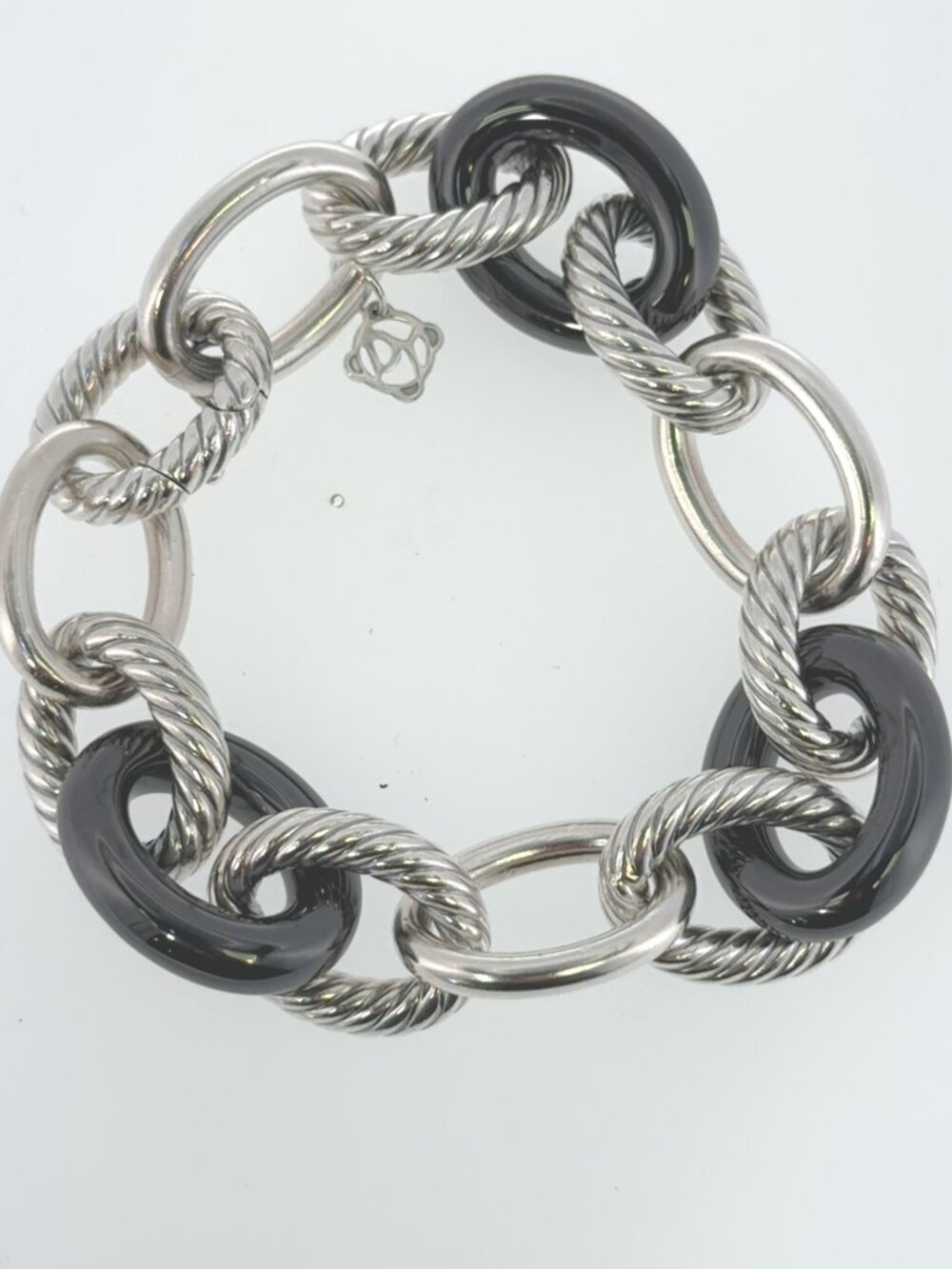 Silver and onyx bracelet